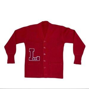 Vintage 50s Men's Red Cardigan